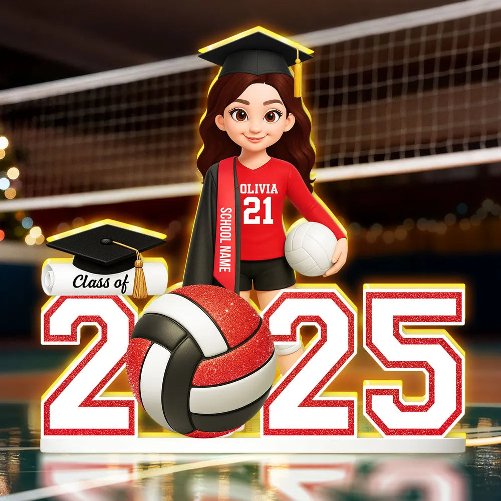 Personalized Graduation Volleyball LED Lamp for Class of 2025 - Perfect for Senior Athletes Plaque MagicInPrints