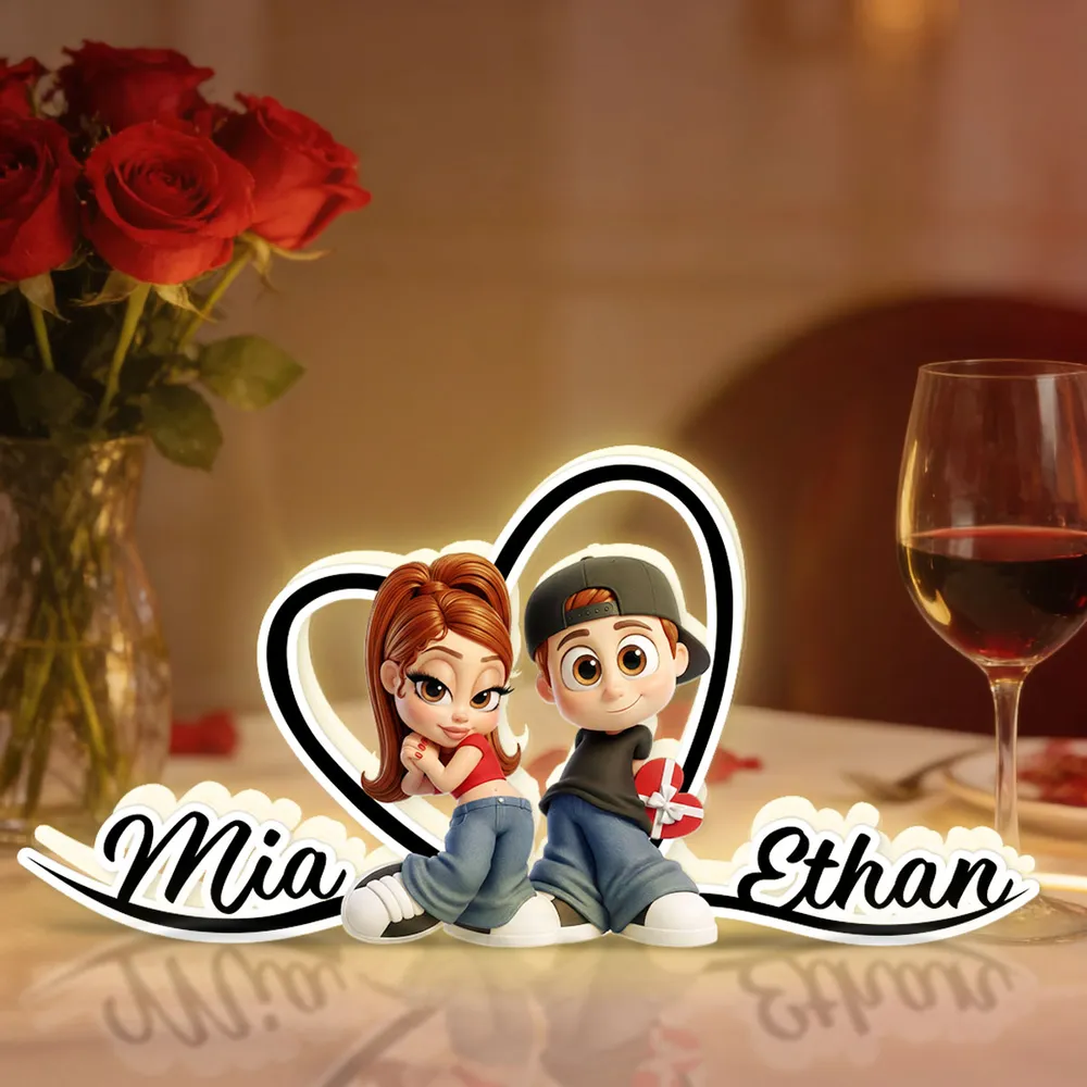 Personalized LED Night Light for Couples with Custom Names - Romantic Gift Plaque MagicInPrints