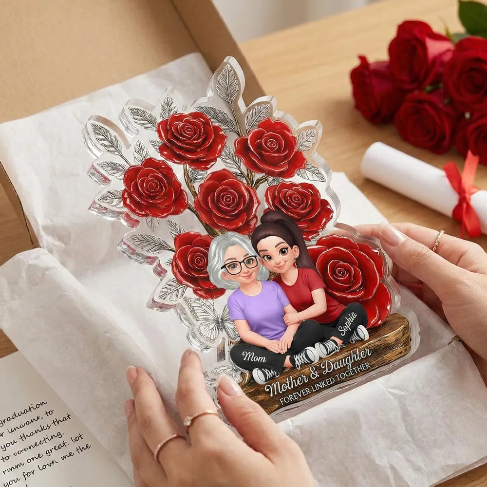 Personalized Mother & Daughter Figurine with Roses - Sentimental Gift for Mother's Day Plaque MagicInPrints