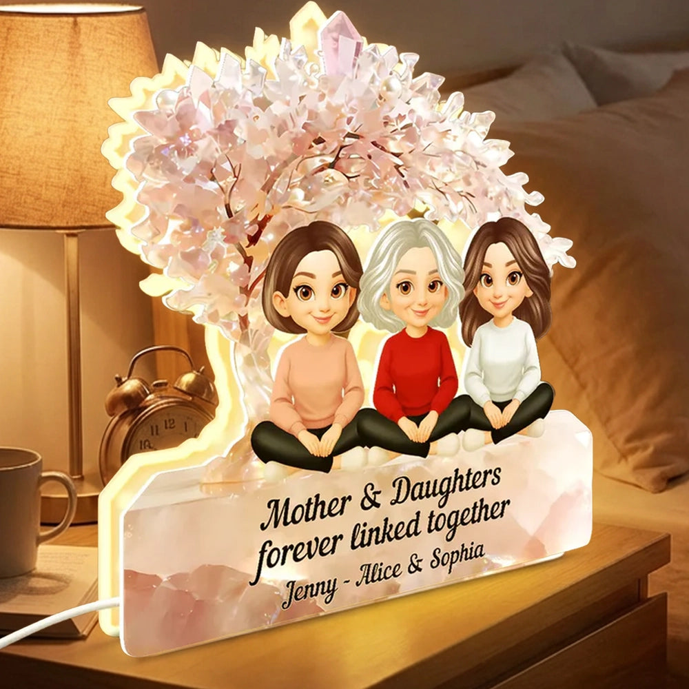 Personalized Mother & Daughters LED Lamp - Sentimental Gift for Family Bond Plaque MagicInPrints