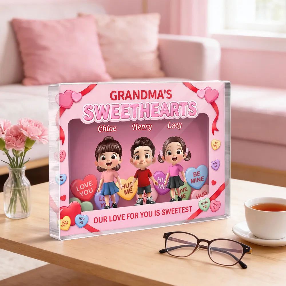 Personalized Grandma's Sweethearts Figurine Set for Grandchildren - Sentimental Gift Plaque MagicInPrints