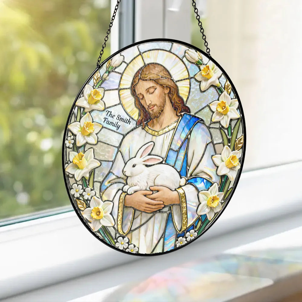 Personalized Stained Glass Suncatcher for Families - Religious Decor Ornament MagicInPrints
