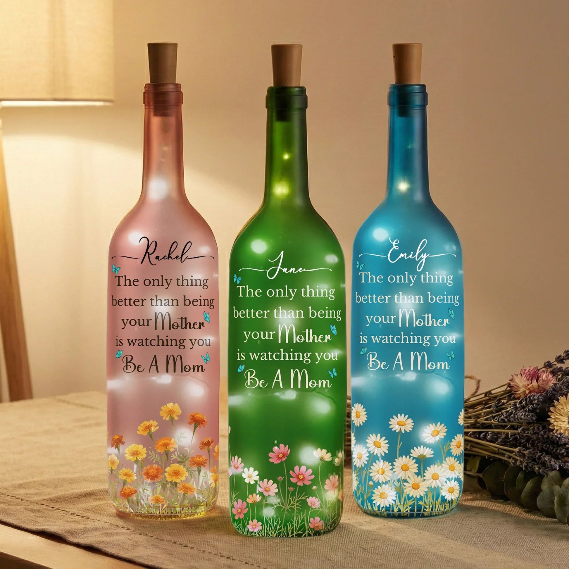 Personalized LED Wine Bottle Lamp for Mothers - Sentimental Gift for Home Decor Lamp MagicInPrints