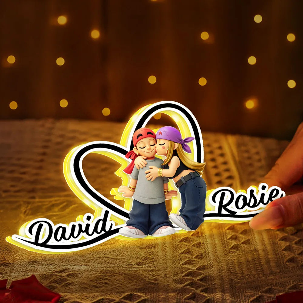 Customized LED Night Light for Couples - Romantic Street Art Theme Plaque MagicInPrints