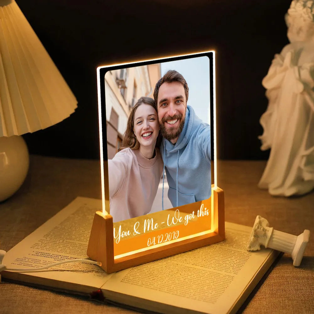 Personalized LED Photo Frame for Couples - Romantic Gift Plaque MagicInPrints