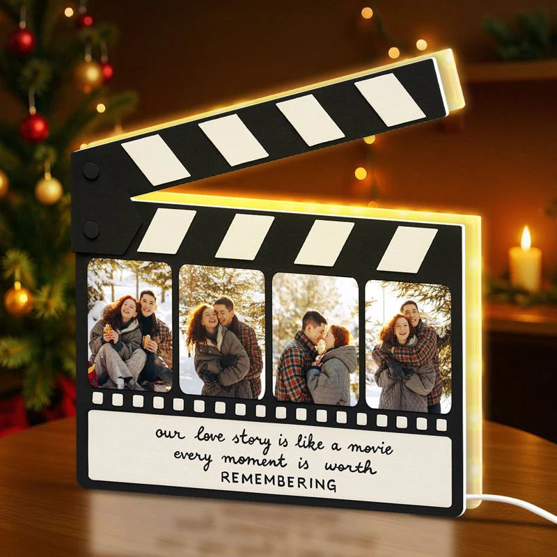 Personalized Photo Frame for Couples - Movie Clapper Design - Perfect for Christmas or Anniversary Plaque MagicInPrints