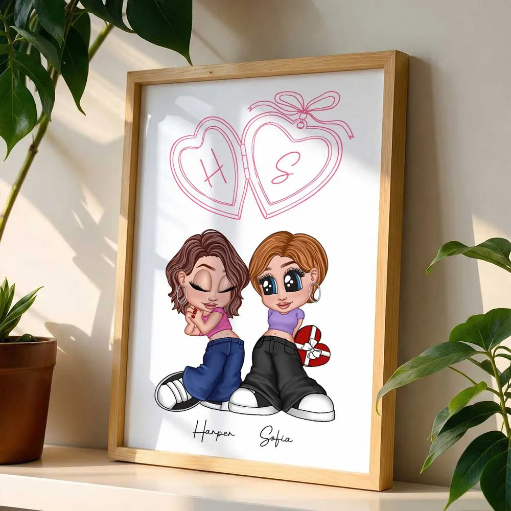 Personalized Couple Cartoon Art Print for Lovers - Romantic Gift Poster or Canvas MagicInPrints
