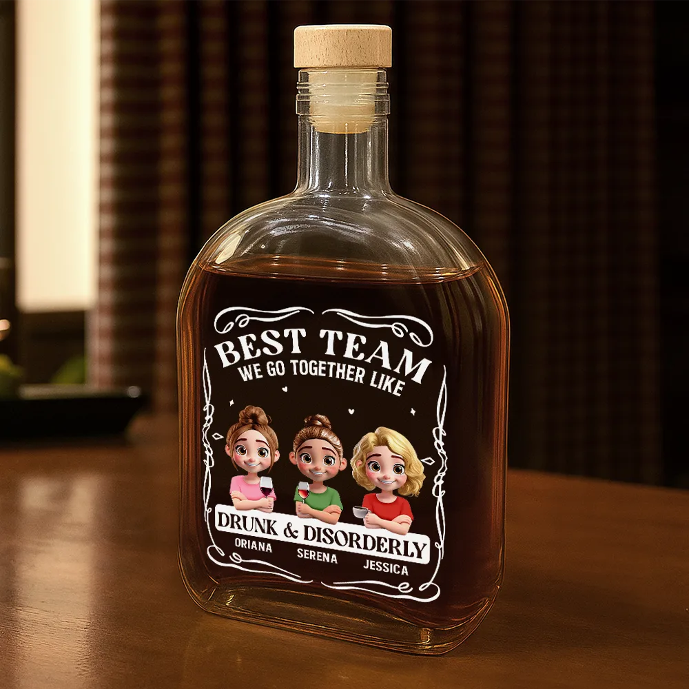 Best Friends We Go Together Like Drunk And Disorderly – Personalized Whiskey Bottle – Gift for Best Friends Whiskey Bottle MagicInPrints