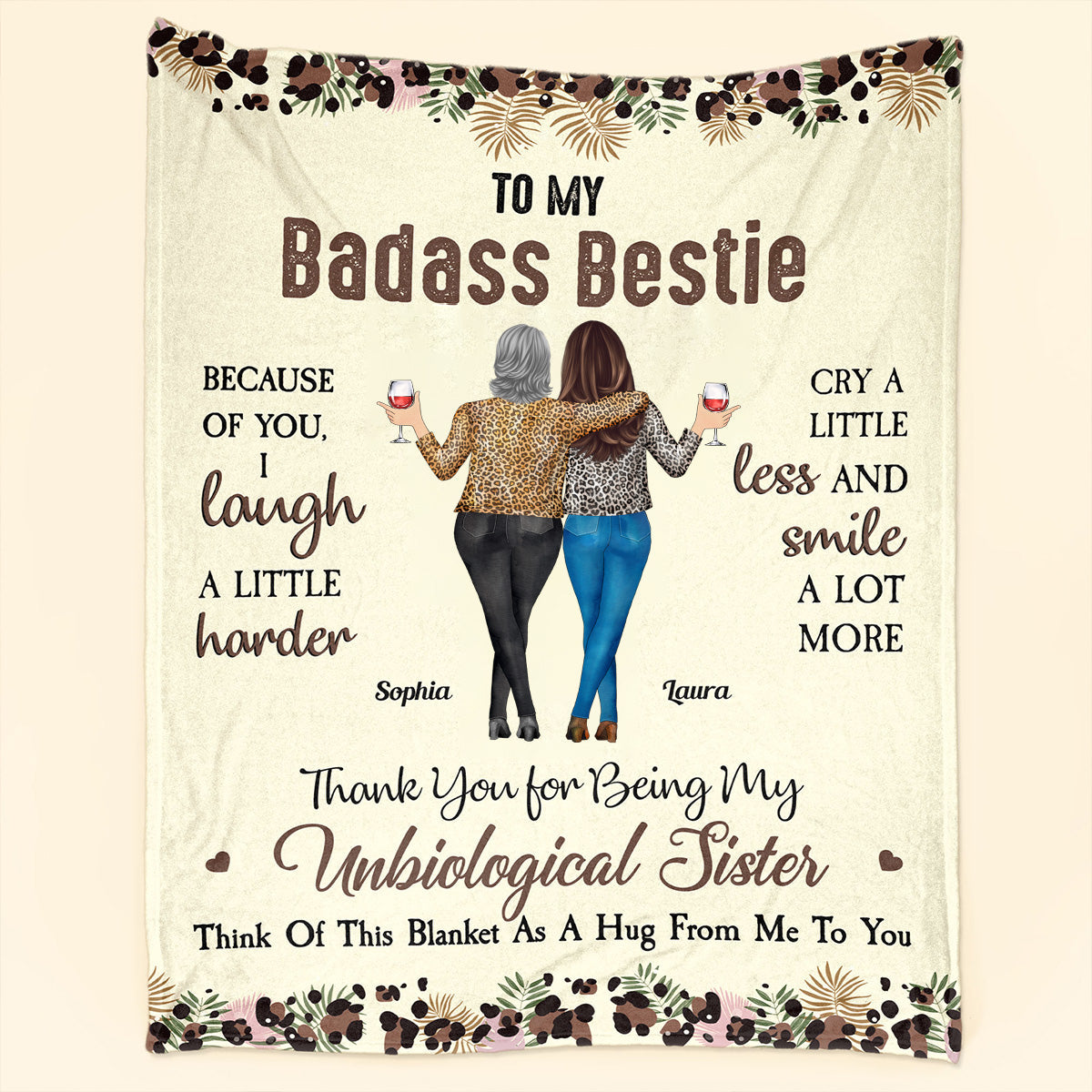 Personalized Fleece Blanket for Best Friends - Unbiological Sister Gift Blanket MagicInPrints