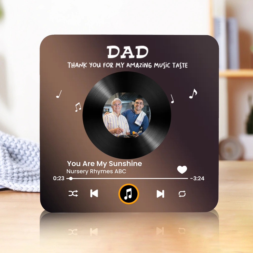 Personalized Music Plaque for Dad - Custom Vinyl Record Photo Gift - Father's Day Fridge Magnet MagicInPrints