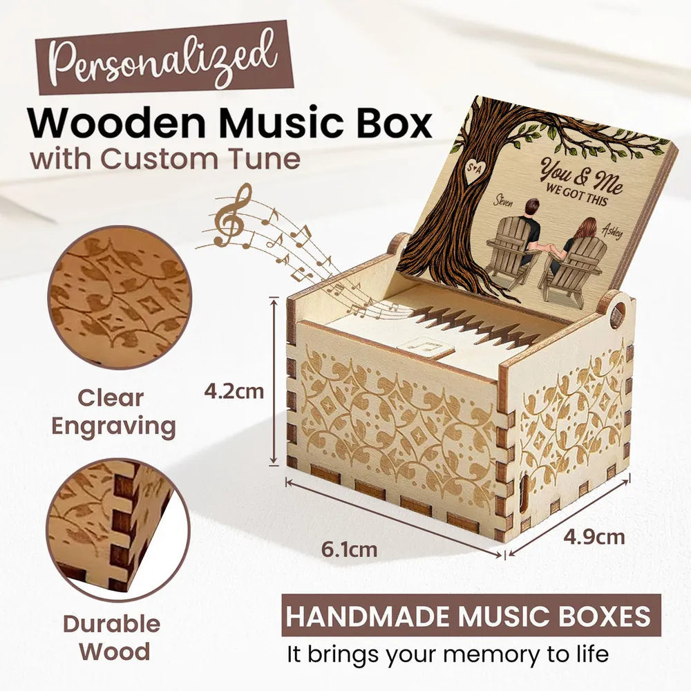Personalized Wooden Music Box for Couples with Custom Names - Romantic Gift Plaque MagicInPrints