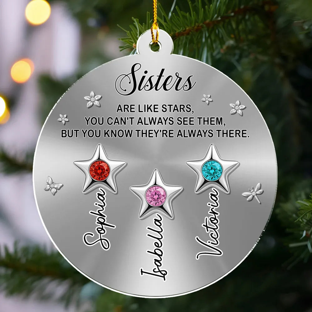 Personalized Sisters Christmas Ornament with Birthstones - Sentimental Holiday Gift Ornament MagicInPrints