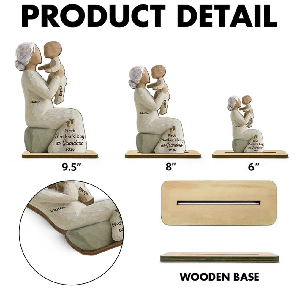 Personalized Wooden Sculpture for Grandma - First Mother's Day Gift 2026 Plaque MagicInPrints