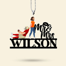 Load image into Gallery viewer, Personalized American Football Lover Car Ornament - Mr. &amp; Mrs. Jones Ornament PopCulturePrints
