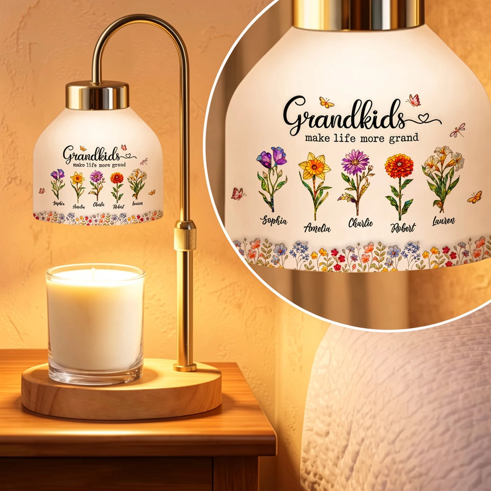 Personalized Grandkids Flower Lamp for Grandparents - Sentimental Gift Lamp MagicInPrints
