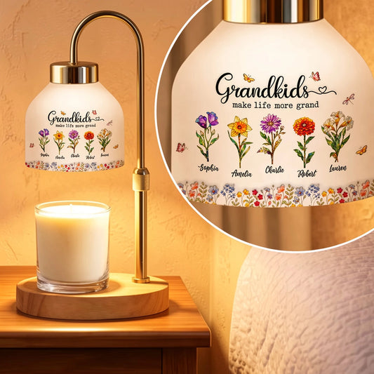 Personalized Grandkids Flower Lamp for Grandparents - Sentimental Gift Lamp MagicInPrints
