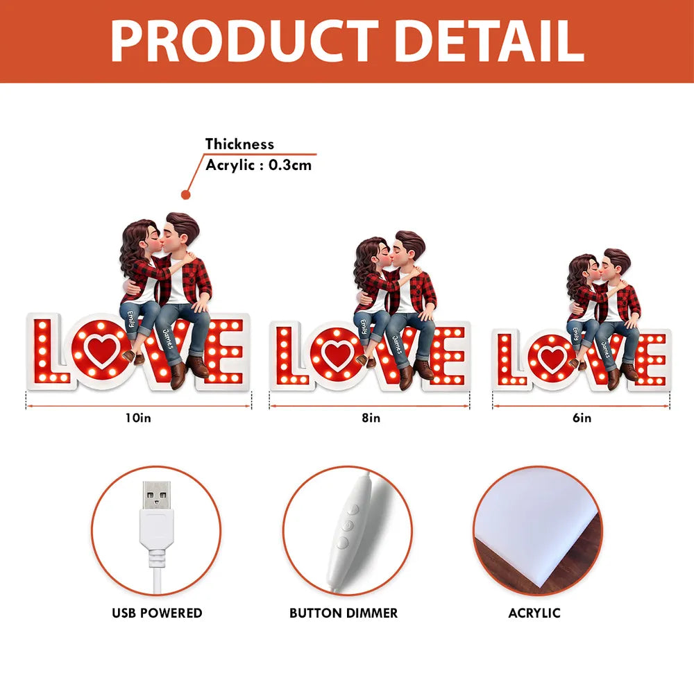Personalized Couple Figurine Romantic LED Love Sign - Anniversary Gift Plaque MagicInPrints