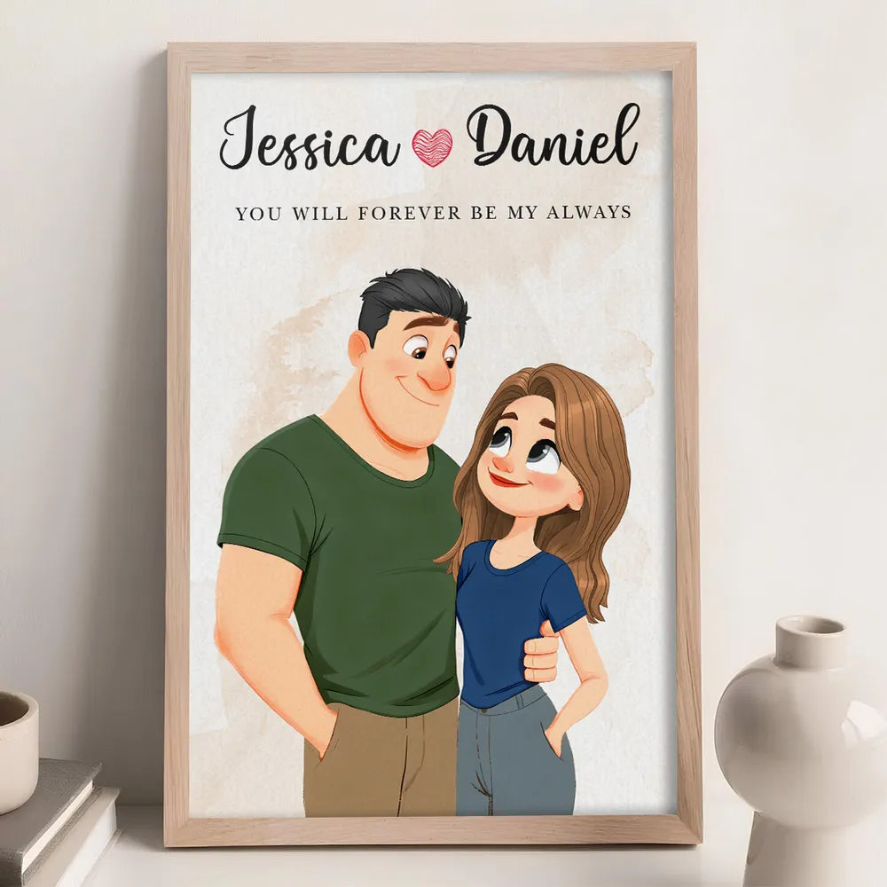 Personalized Couple Cartoon Portrait Wall Art - Romantic Gift for Partners Poster or Canvas MagicInPrints