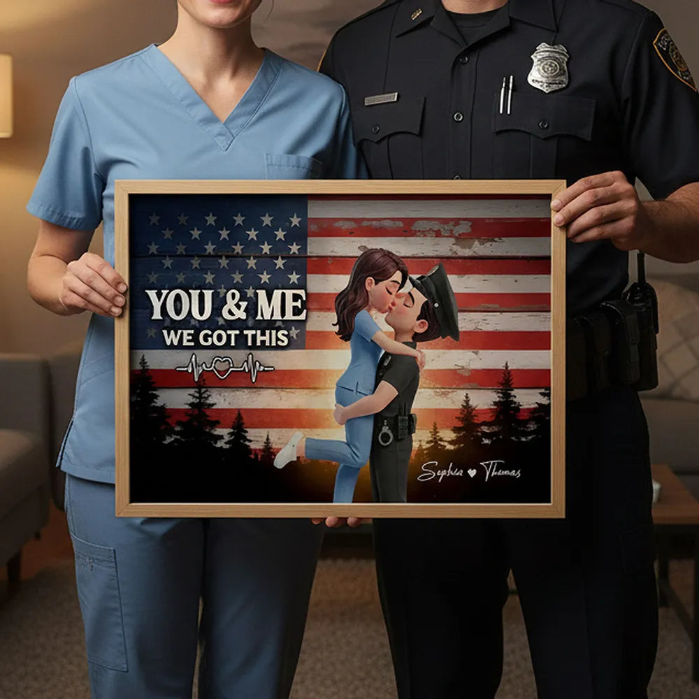 Personalized Couple Canvas Art for Police Officers - Romantic Home Decor Gift Poster or Canvas MagicInPrints