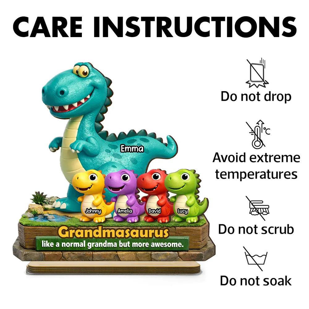 Personalized Grandmasaurus Dinosaur Figurine for Grandma - Fun Family Gift Plaque MagicInPrints