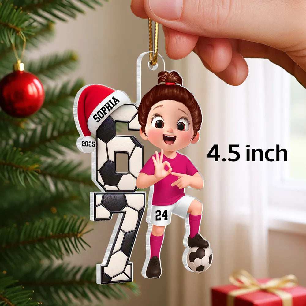 Personalized Soccer Player Christmas Ornaments for Kids - Holiday Gift Ornament MagicInPrints