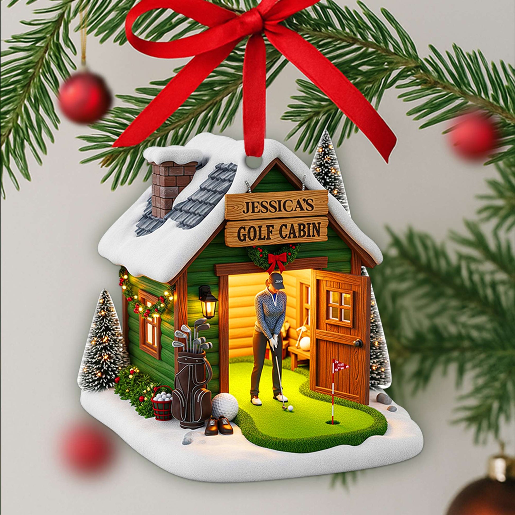 Golf Cabin Christmas Ornament - Personalized Gift For Golfers Ornament MagicInPrints