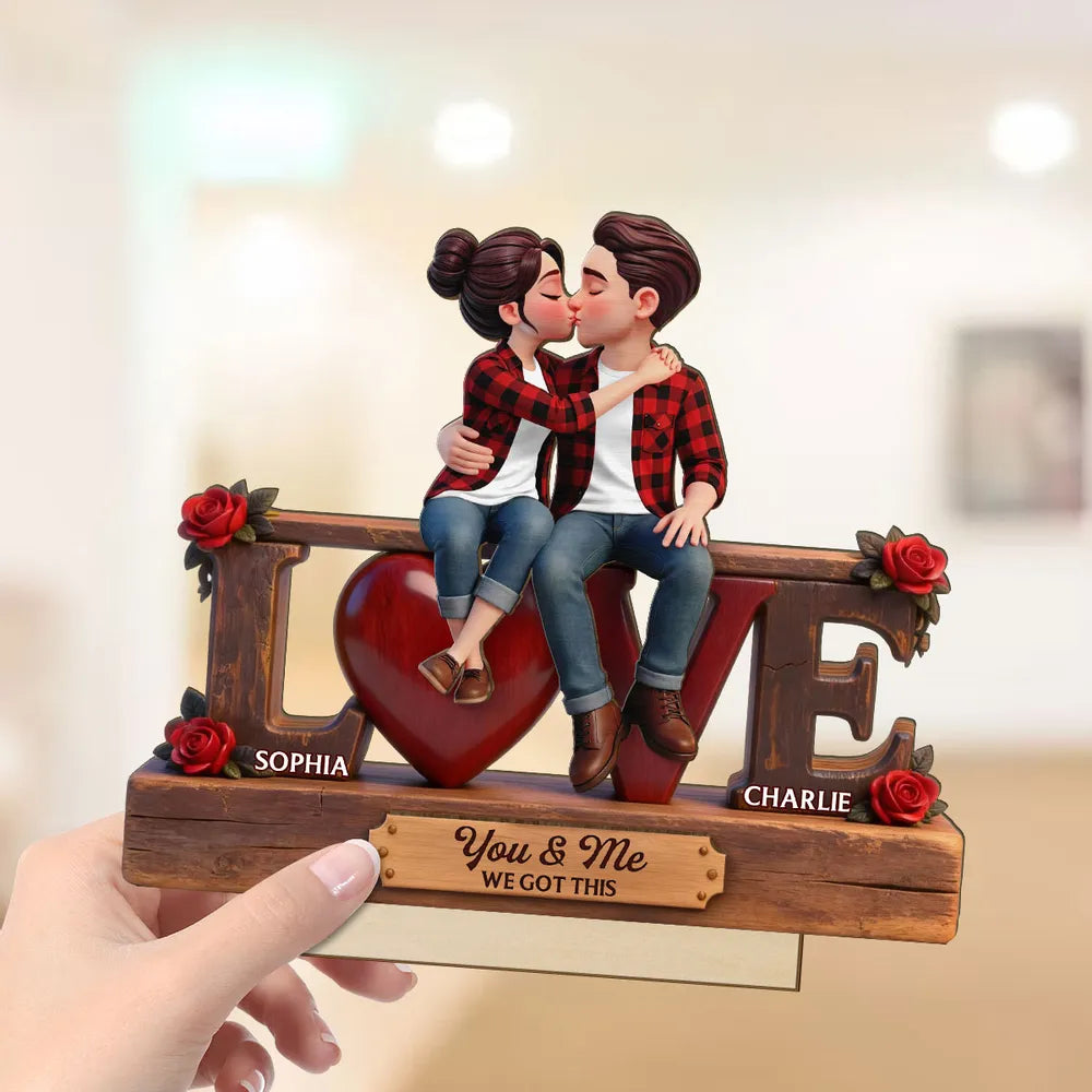 Personalized Couple Figurine Love Sculpture for Romantic Gift - Anniversary or Valentine's Day Plaque MagicInPrints