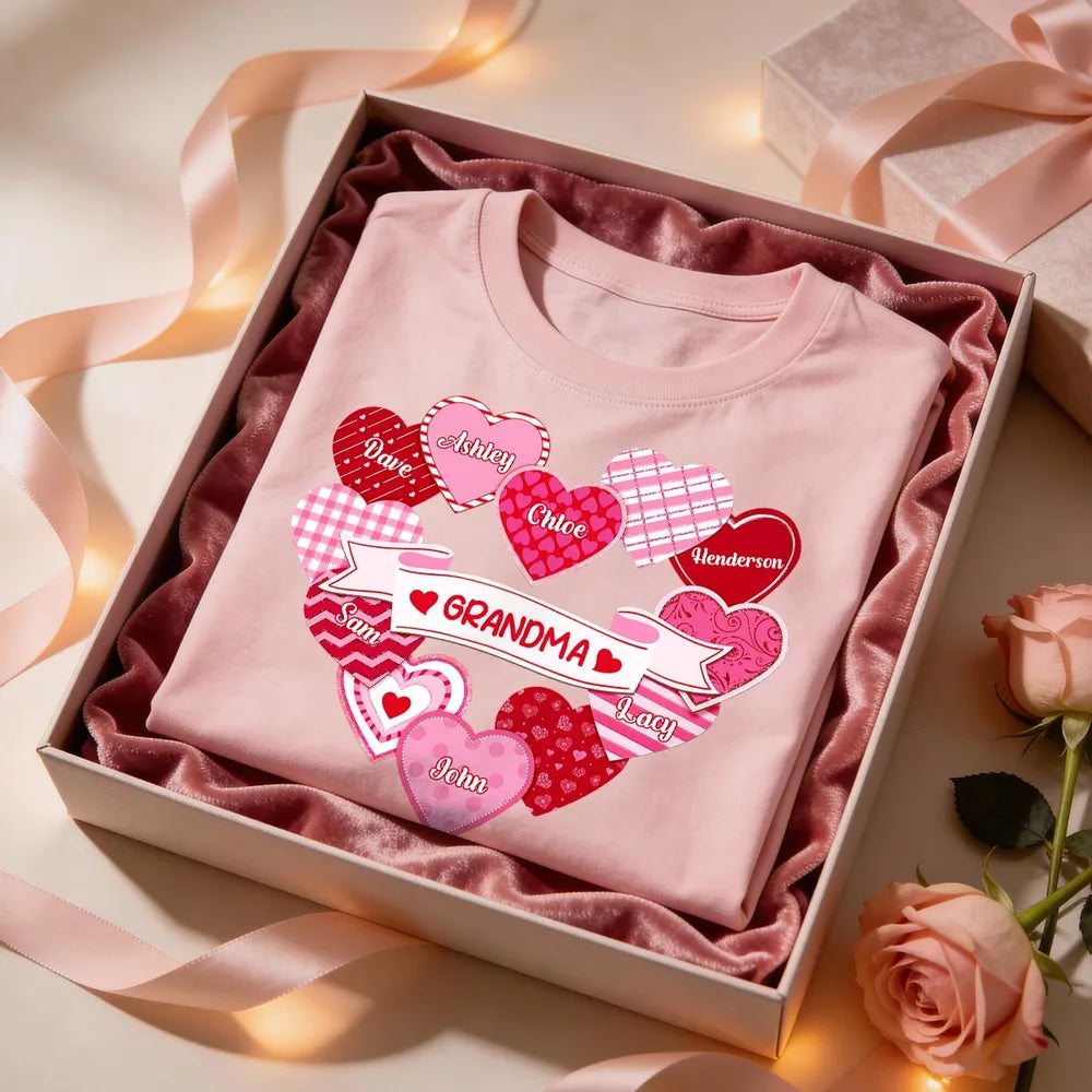 Personalized Grandma T-Shirt for Family - Heart Design Gift Cloth MagicInPrints