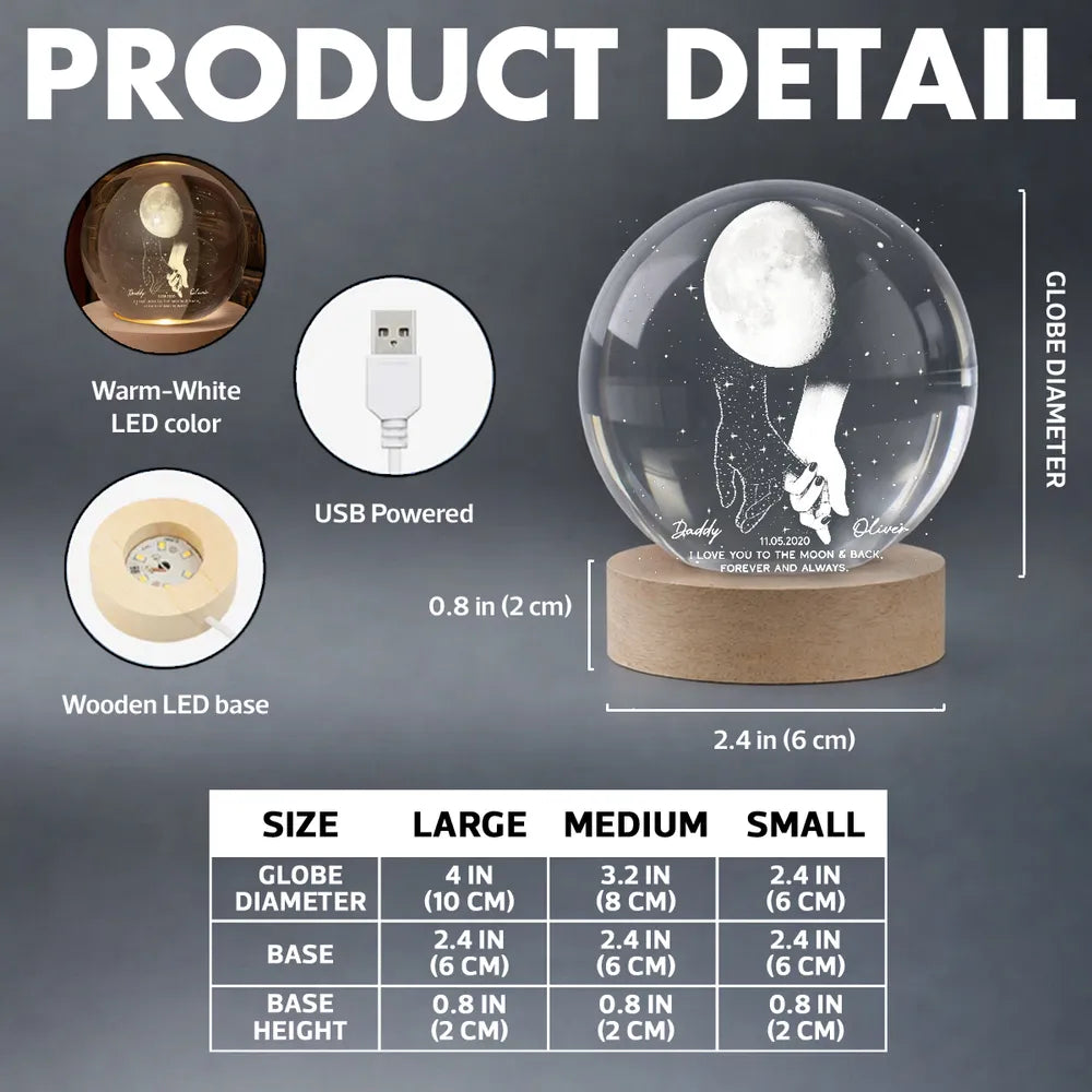 Personalized LED Moon Lamp for Dad and Child - Sentimental Gift Lamp MagicInPrints