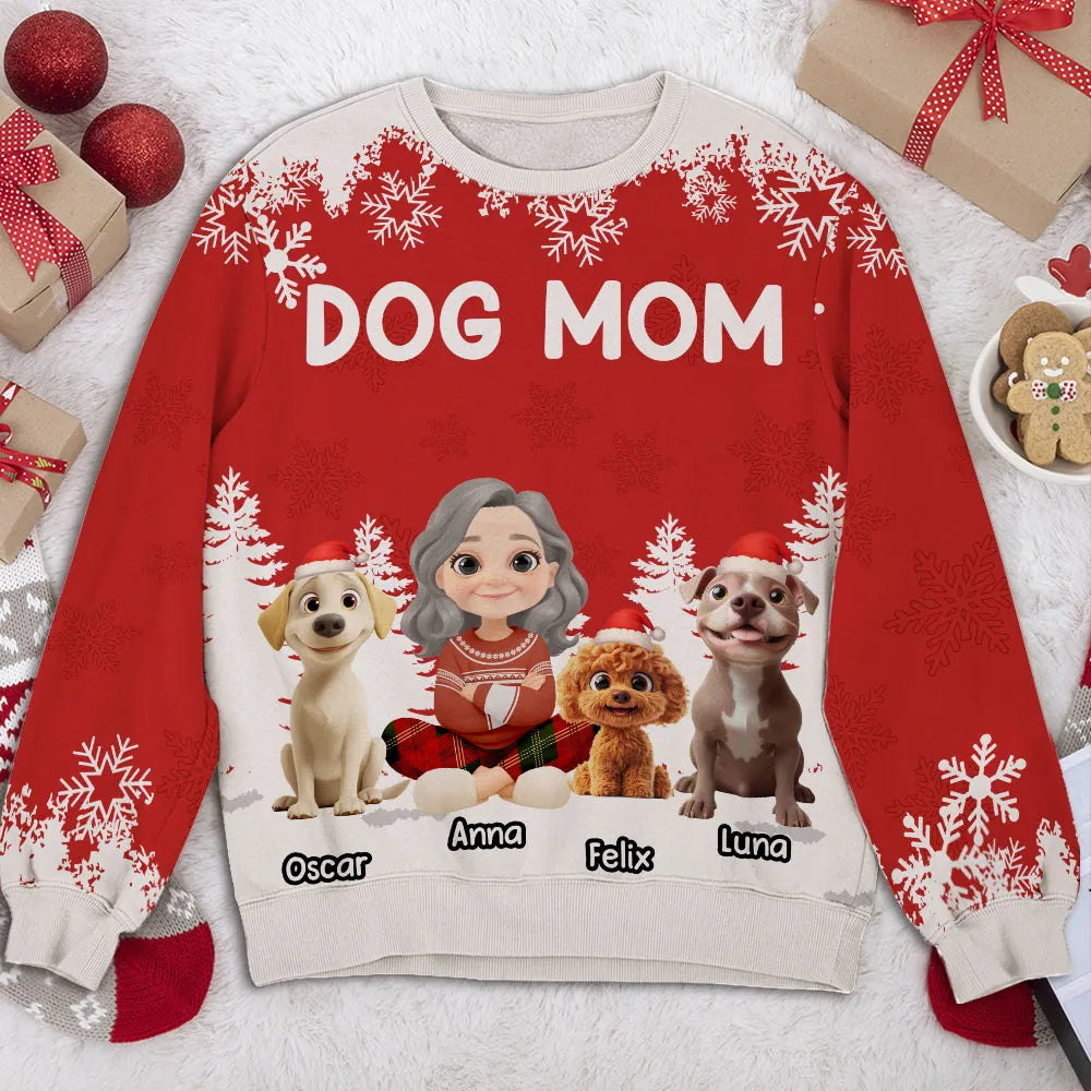 Personalized Dog Mom Christmas Sweater for Women - Festive Holiday Gift Cloth MagicInPrints