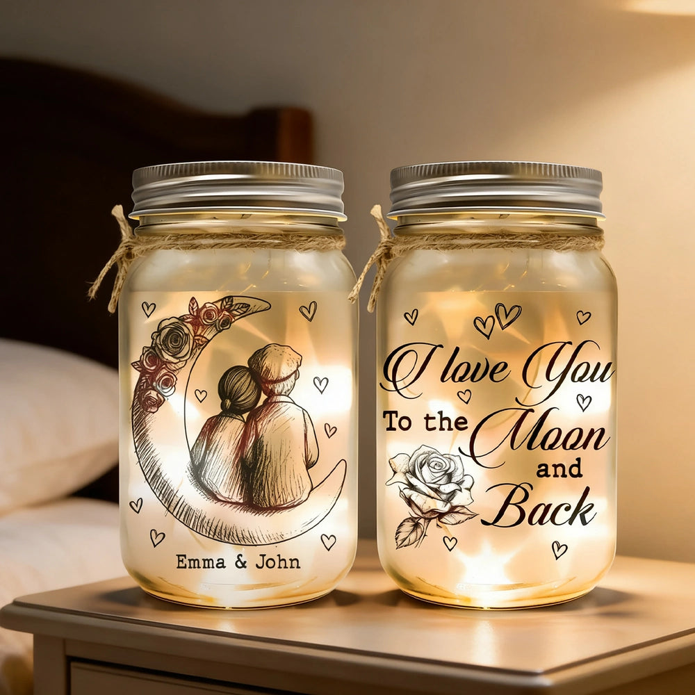 Personalized LED Mason Jar Lights for Couples - Romantic Home Decor Gift Lamp MagicInPrints