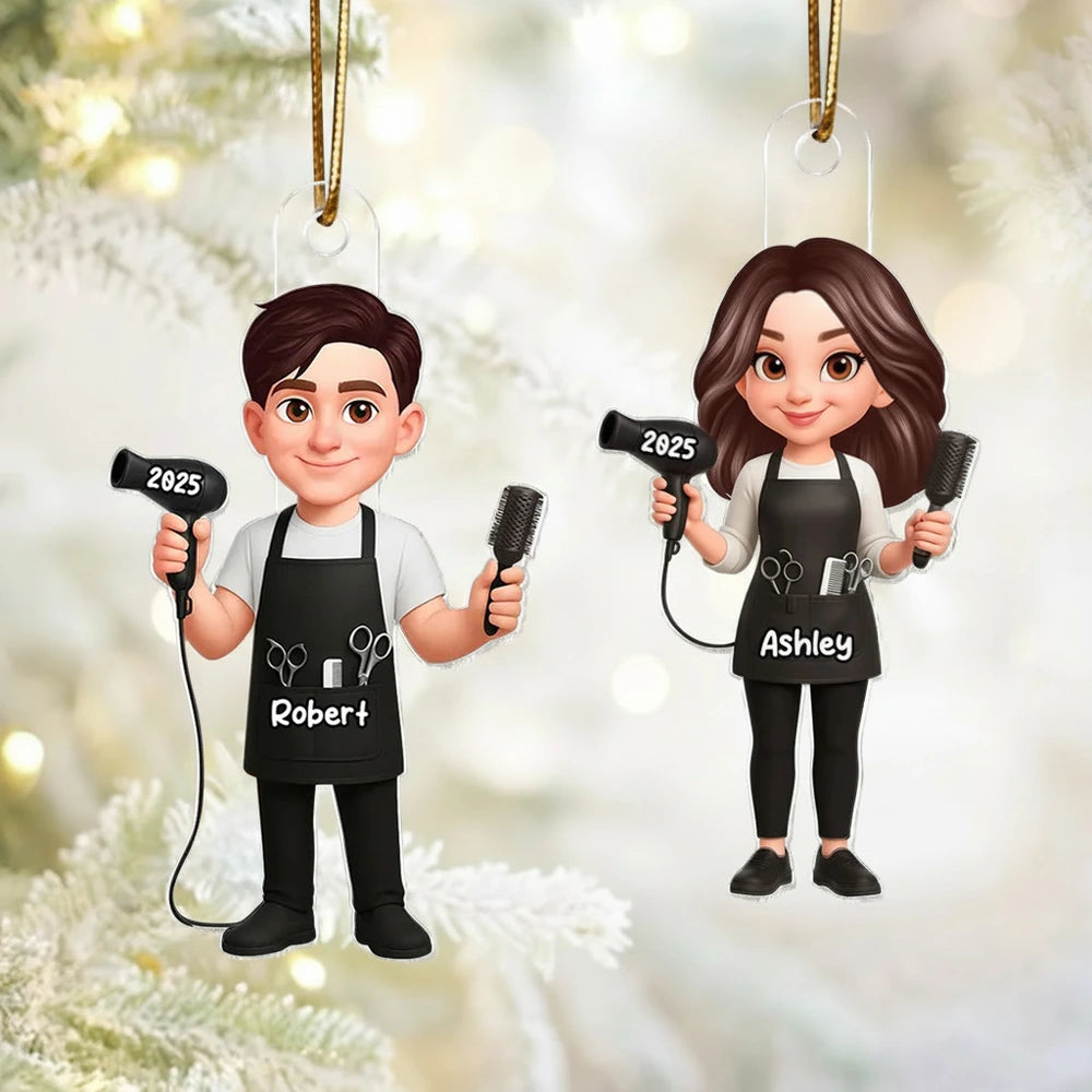 Personalized Hair Stylist Christmas Ornaments for Professionals - 2025 Holiday Gift Ornament MagicInPrints