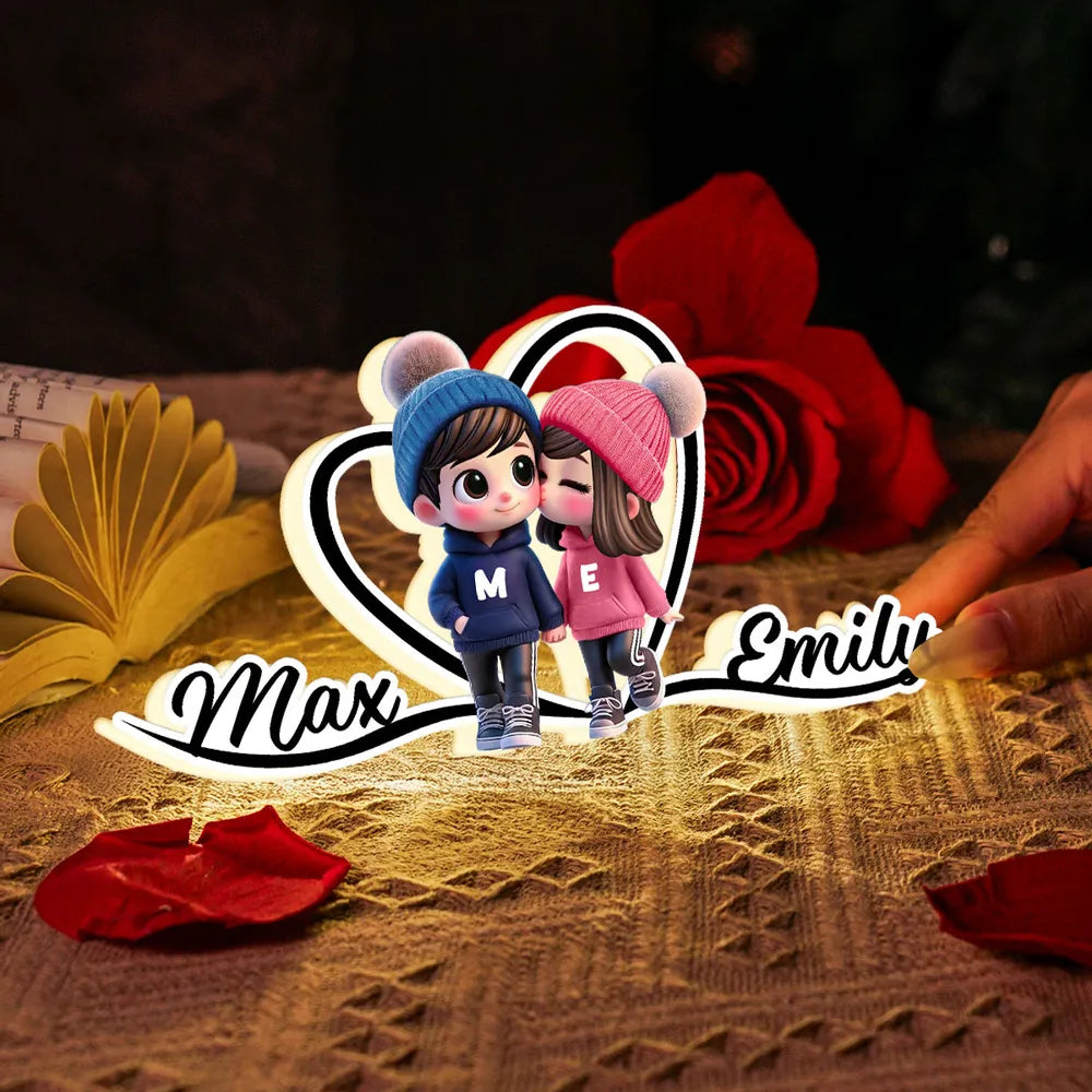Personalized Couple Figurine LED Lamp for Romantic Home Decor - Perfect Valentine's Gift Plaque MagicInPrints