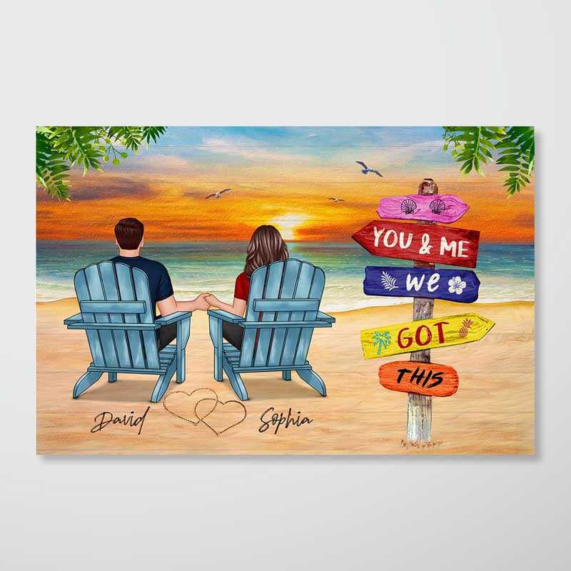 Personalized Beach Sunset Canvas Art for Couples - Romantic Home Decor Poster or Canvas MagicInPrints
