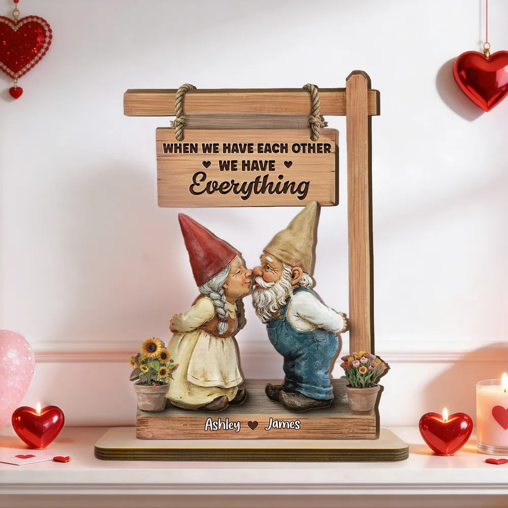 Personalized Gnome Couple Figurine for Couples - Romantic Home Decor Plaque MagicInPrints