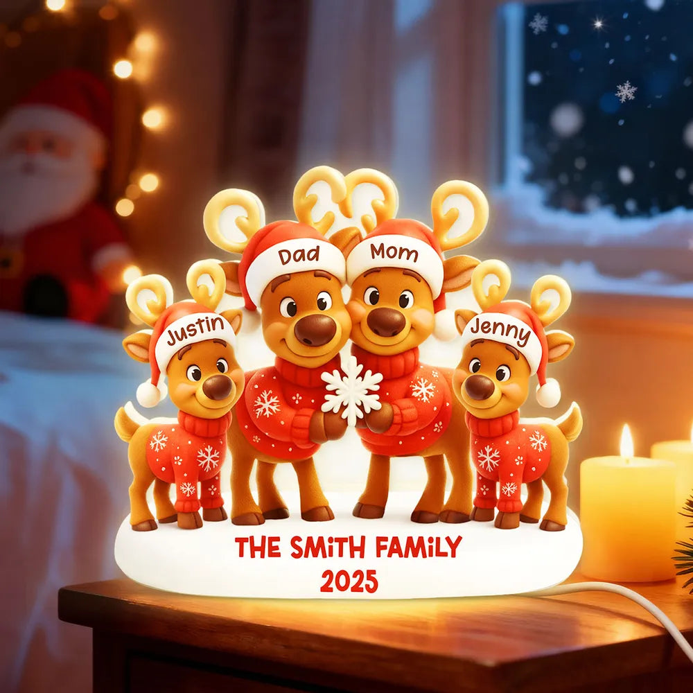 Personalized Family Reindeer Christmas Light - Festive Holiday Decor Plaque MagicInPrints