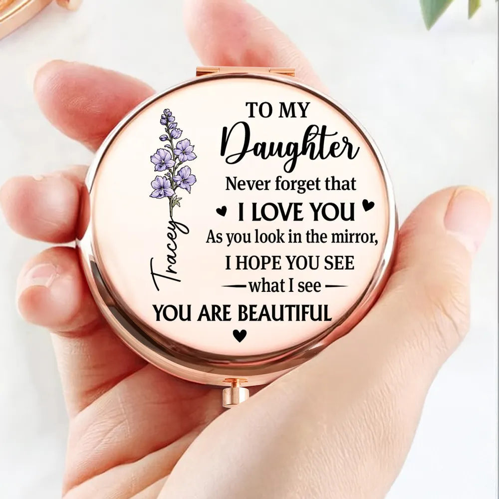 Personalized Compact Mirror for Daughter - Sentimental Gift with Loving Message Beauty Tools MagicInPrints