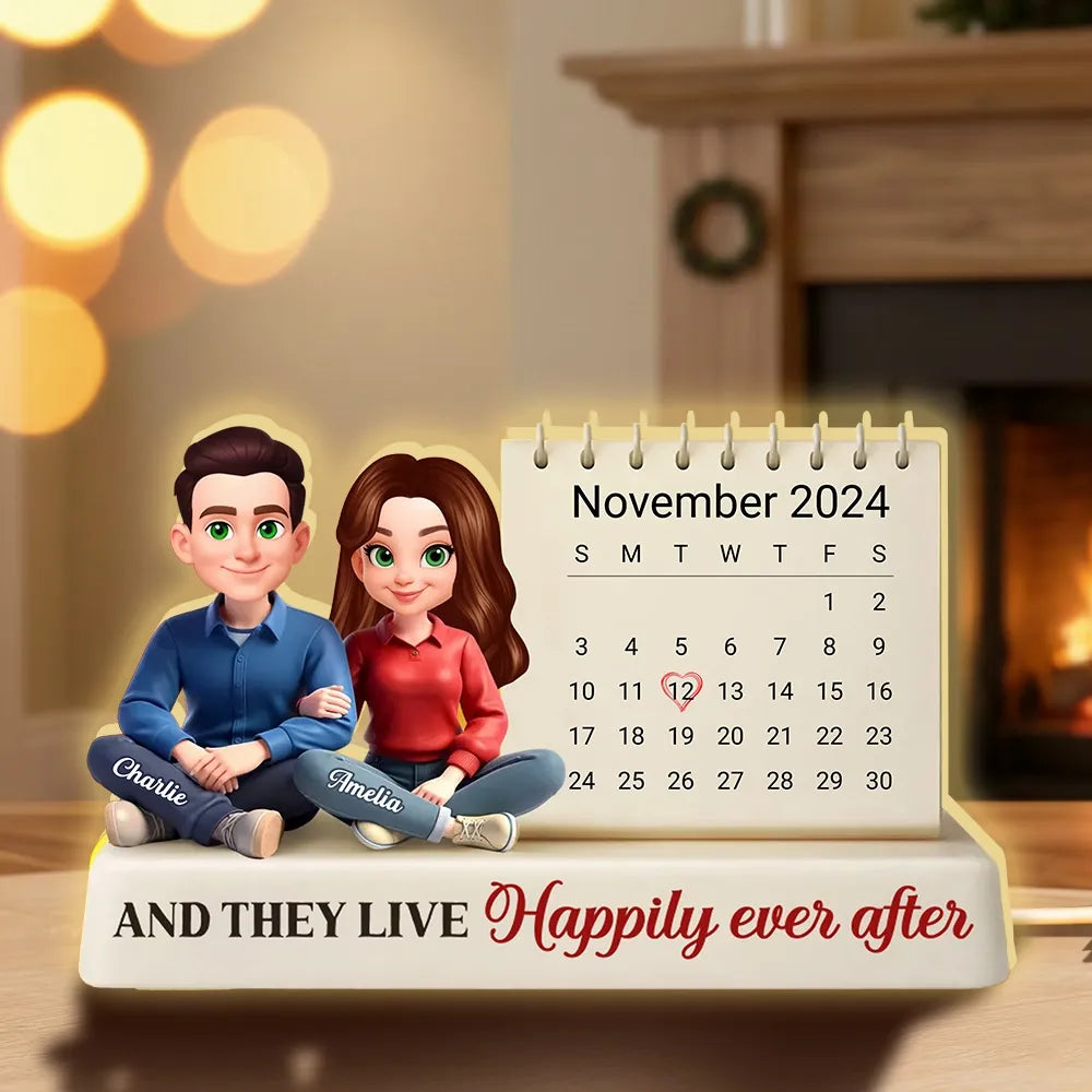 Personalized Couple Figurine Anniversary Calendar - Romantic Gift Plaque MagicInPrints