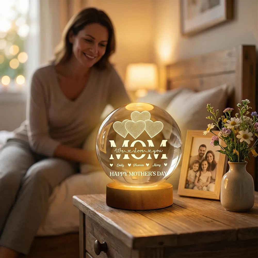 Personalized LED Night Light for Mom - Heart Design - Mother's Day Gift Lamp MagicInPrints