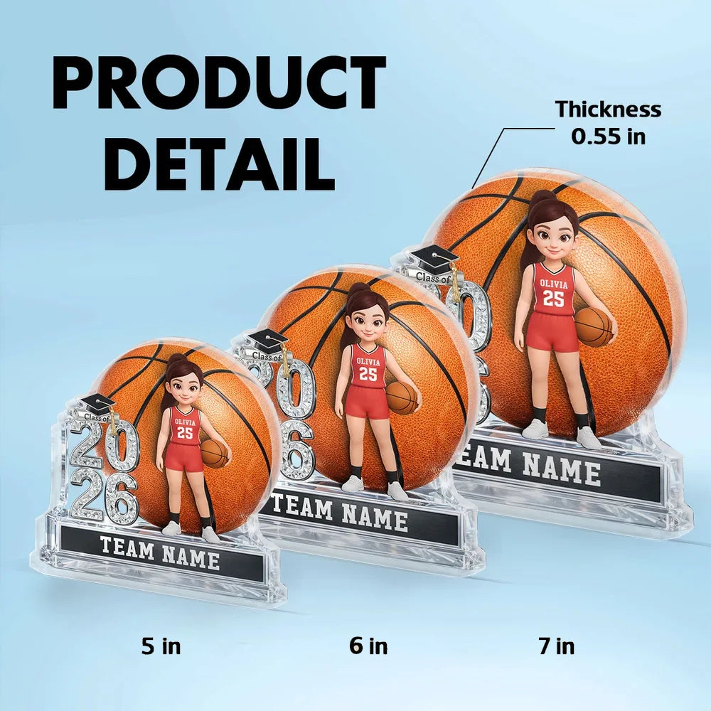 Personalized Basketball Graduation Trophy for Class of 2026 - Custom Team Name Plaque MagicInPrints
