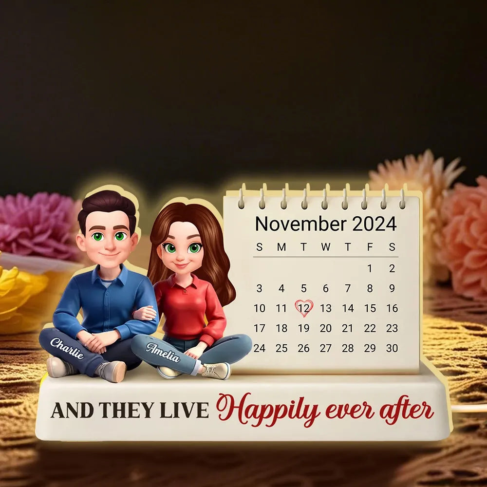 Personalized Couple Figurine Anniversary Calendar - Romantic Gift Plaque MagicInPrints