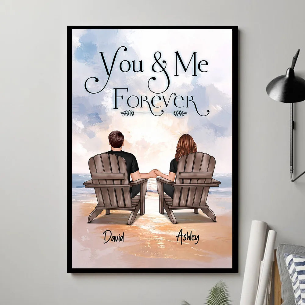 Personalized Couple Beach Scene Wall Art - Romantic Anniversary Gift Poster or Canvas MagicInPrints