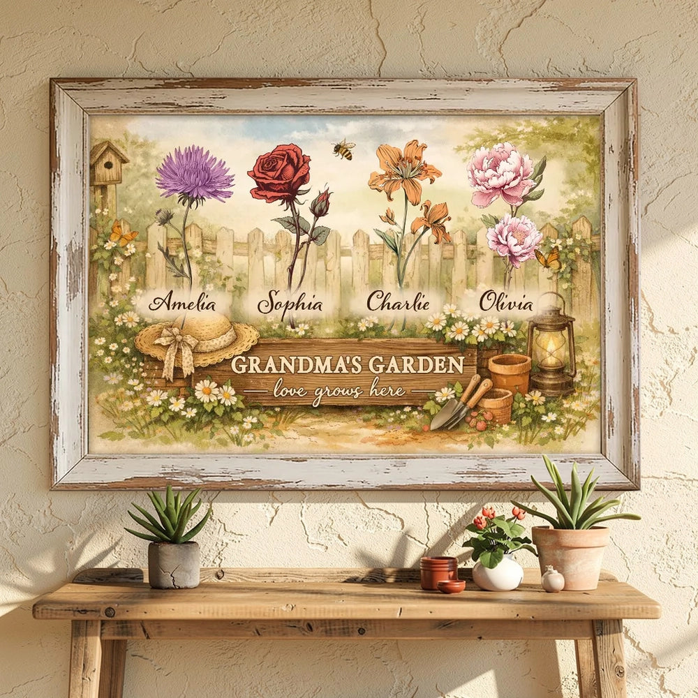 Personalized Grandma's Garden Canvas Art for Family - Sentimental Home Decor Poster or Canvas MagicInPrints