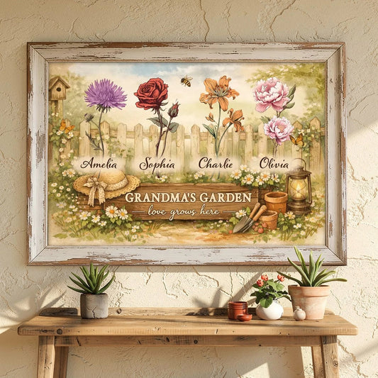 Personalized Grandma's Garden Canvas Art for Family - Sentimental Home Decor Poster or Canvas MagicInPrints