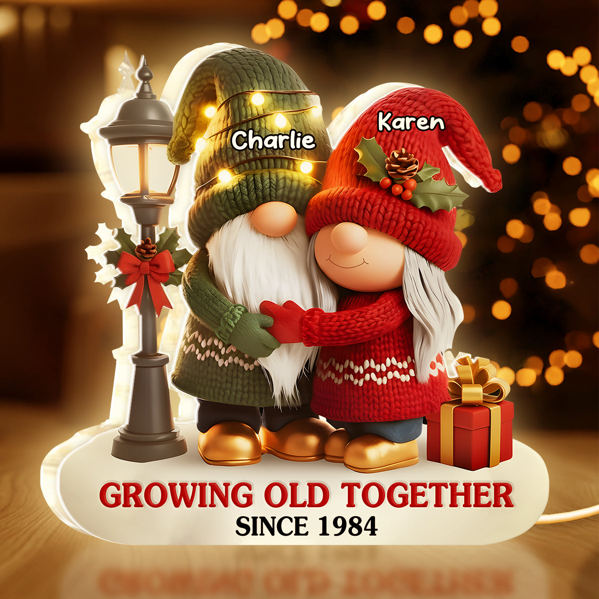 Personalized Couple Gnome Figurine with Names - Romantic Anniversary Gift Plaque MagicInPrints