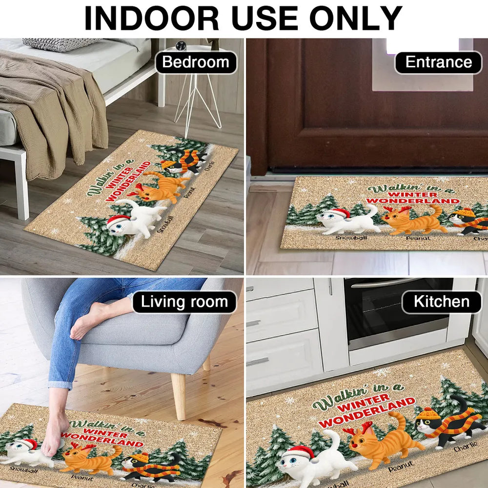 Personalized Christmas Cat Doormat for Pet Lovers - Festive Holiday Decor Doormat MagicInPrints