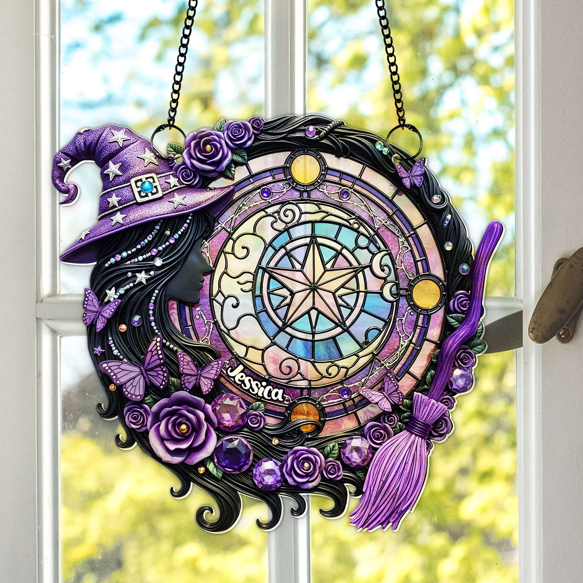 “Embrace Your Magic” - Mystical Witch Suncatcher, Personalized Gift for Witch Lovers Ornament MagicInPrints