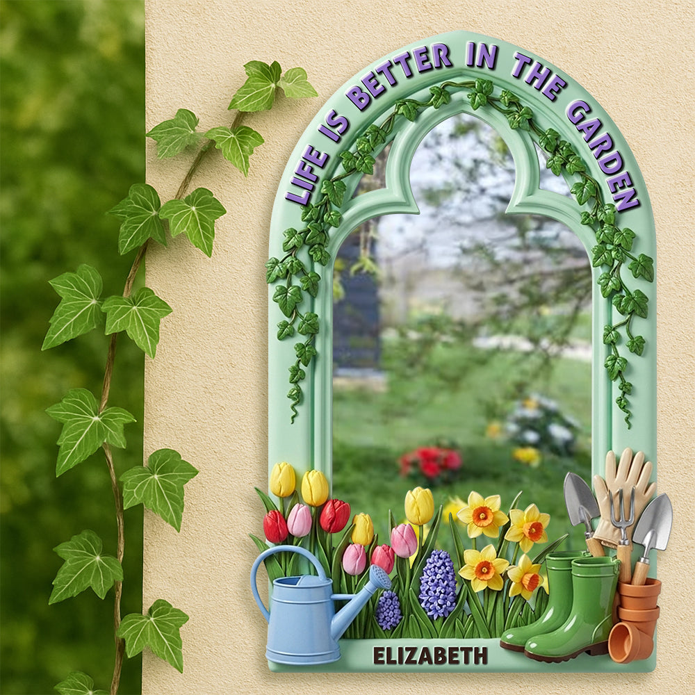 Life is Better in the Garden - Personalized Gardening Wall Hanging Mirror Gift for Gardeners Mirror MagicInPrints