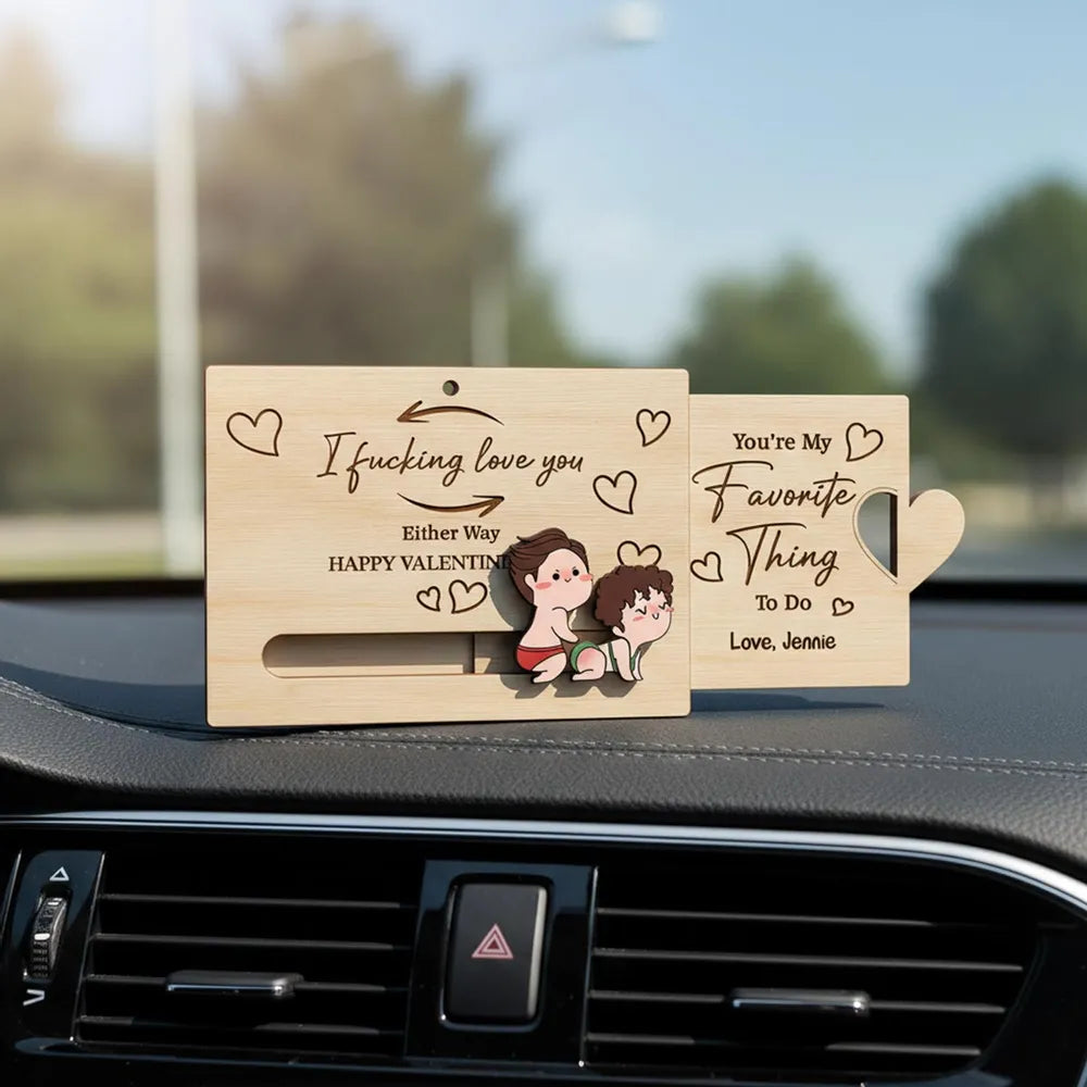 Personalized Sliding Wooden Card for Couples - Valentine's Day Gift Ornament MagicInPrints