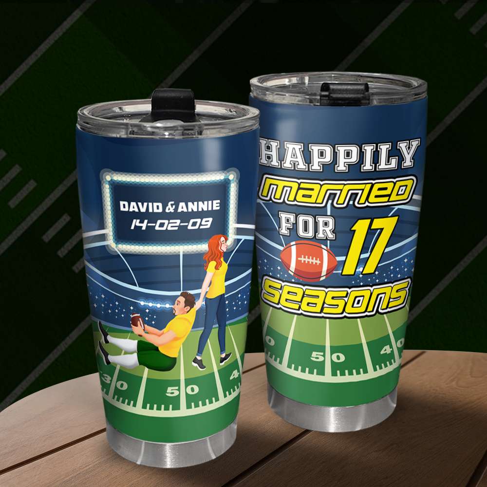 Custom American Football Couple Tumbler - Perfect Personalized Valentine's Day Gifts Tumbler Cup PopCulturePrints